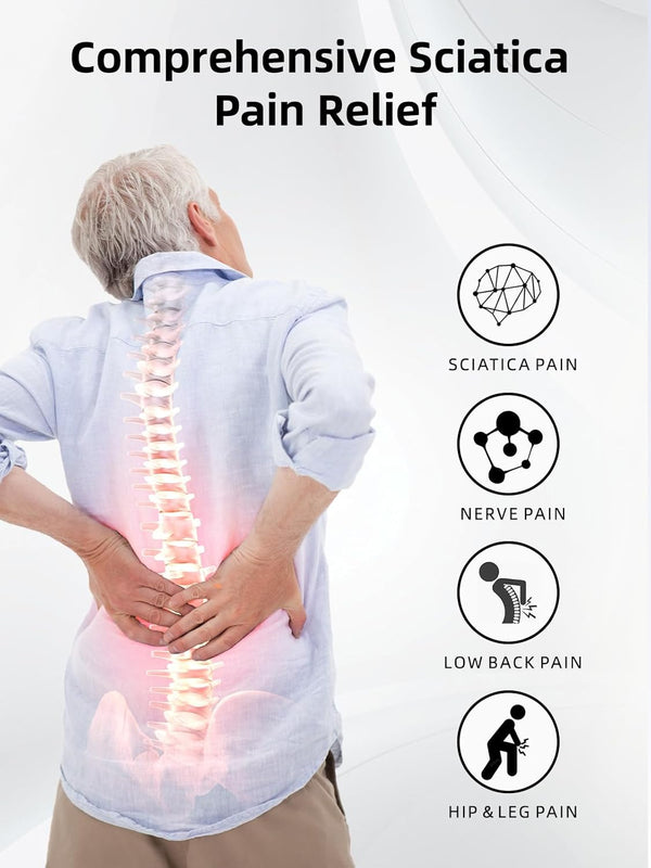 Sciatica Pain Relief Devices – Deep Tissue Massager with Multi-Mode Technology, Heat & Light Therapy, Targeted Relief for Sciatic Nerve & Lower Back Pain (White)