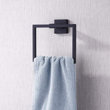 Bathroom Towel Ring SUS 304 Stainless Steel Shower Towel Hanger Holder Modern Square Style Wall Mount Matte Black Finish, A2480-BK