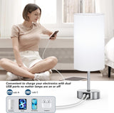 12.8" Touch Control Table Lamp, 3-Way Dimmable Small Bedside Nightstand Lamp with 2 USB Ports, Modern Table Lamps with 6500K Daylight LED Bulb for Bedroom Living Room