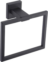 Bathroom Towel Ring SUS 304 Stainless Steel Shower Towel Hanger Holder Modern Square Style Wall Mount Matte Black Finish, A2480-BK