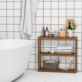 Bathroom Bamboo Shelf Organizer - 3 Tier Storage Shelf with Adjustable Wall Mounted Shelf Rack over Toilet, Use for Bathroom, Kitchen, Living Room (Walnut)