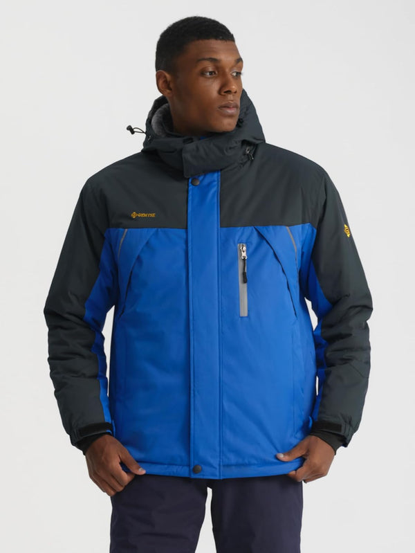 Men'S Windproof Ski Jacket Warm Raincoats Snowboarding Hooded Parka with Multi-Pockets