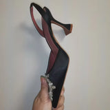 2025 Brand Women Pumps Luxury Crystal Slingback High Heels Summer Bride Shoes Comfortable Triangle Heeled Party Wedding Shoes