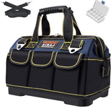 Tool Bag,16 Inch Waterproof Tool Bag Organizer with ABS Molded Hard Base,Soft Padded Handle and Shoulder Strap,Oxford Cloth,Tool Bags for Men & Women