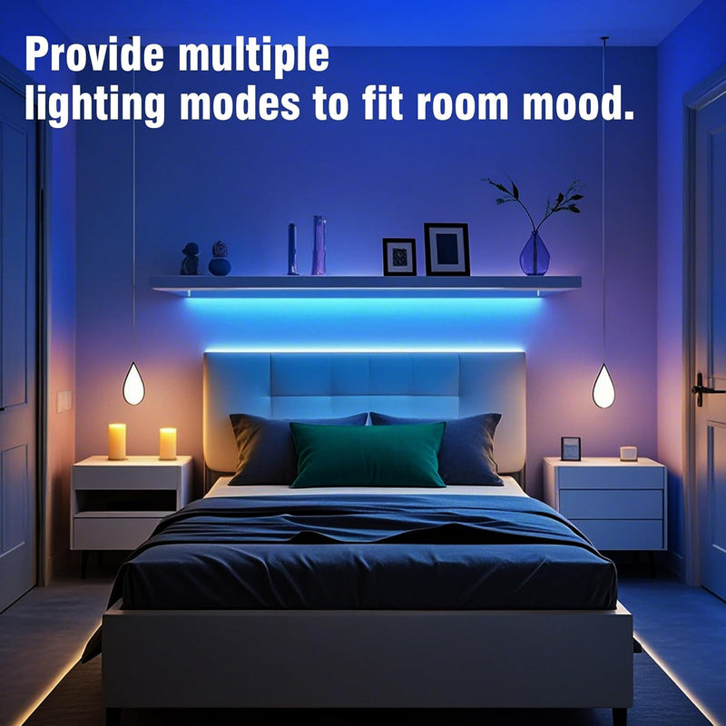 100Ft Led Strip Lights for Bedroom, Color Changing Led Light Strips Kit with 24 Keys IR Remote and Smart App Control, RGB Music Sync Lighting for Room, Home Decor