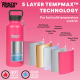 Stainless Steel Water Bottle | Double Walled Vacuum Insulated Water Thermos for Adults | Eco-Friendly Travel Bottles with Leak Proof Lid (Hawaiian Pink, 32Oz/946Ml)