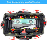 Tool Bag,16 Inch Waterproof Tool Bag Organizer with ABS Molded Hard Base,Soft Padded Handle and Shoulder Strap,Oxford Cloth,Tool Bags for Men & Women
