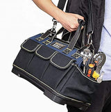 Tool Bag,16 Inch Waterproof Tool Bag Organizer with ABS Molded Hard Base,Soft Padded Handle and Shoulder Strap,Oxford Cloth,Tool Bags for Men & Women