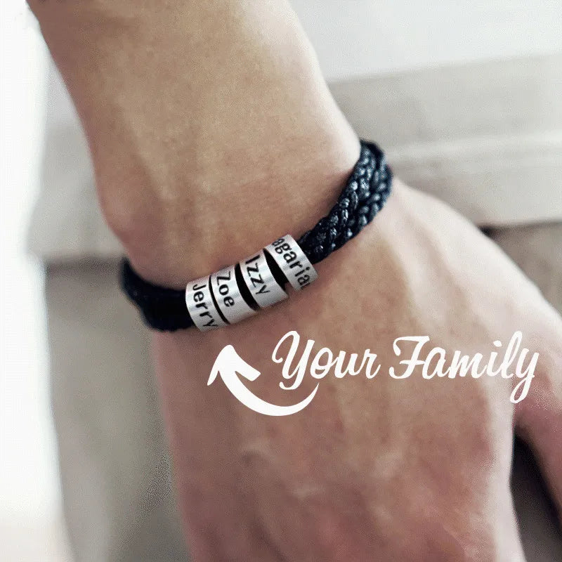 Customized Name Beads Men Braided Bracelet