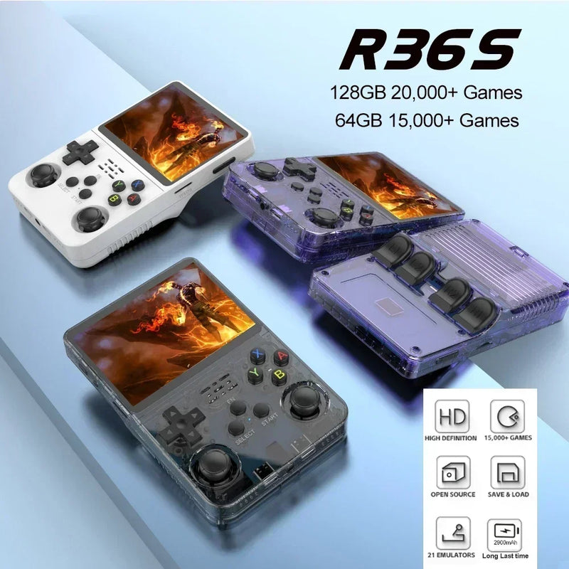 256G/128G/64G R36S ARKOS 2.0 Retro Game Console 3.5'' IPS screen,Portable Pocket Game Player for children gift. TOP Sale