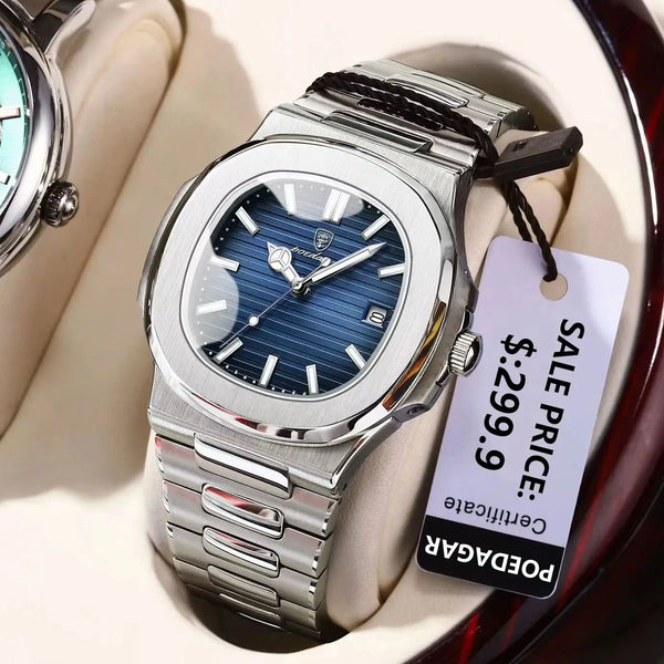 POEDAGAR Top Luxury Brand Man Watch Sports Waterproof Luminous Date Men Wristwatch Square Dial Quartz Men's Watches High Quality