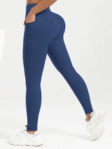 Solid Color Back Waist Pocket High Waist Fitness Yoga Legging soft Women Sport Pant Tight Butter Athletic Gym Ankle-Length Pants