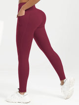 Solid Color Back Waist Pocket High Waist Fitness Yoga Legging soft Women Sport Pant Tight Butter Athletic Gym Ankle-Length Pants