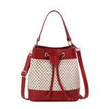 Bundle Pocket Straw Crossbody Bag Commute Handbag Drawstring Bucket Bag Messenger Bag Large Capacity Beach Shoulder Bag Girls