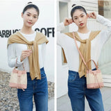 Bundle Pocket Straw Crossbody Bag Commute Handbag Drawstring Bucket Bag Messenger Bag Large Capacity Beach Shoulder Bag Girls
