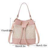 Bundle Pocket Straw Crossbody Bag Commute Handbag Drawstring Bucket Bag Messenger Bag Large Capacity Beach Shoulder Bag Girls