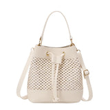 Bundle Pocket Straw Crossbody Bag Commute Handbag Drawstring Bucket Bag Messenger Bag Large Capacity Beach Shoulder Bag Girls