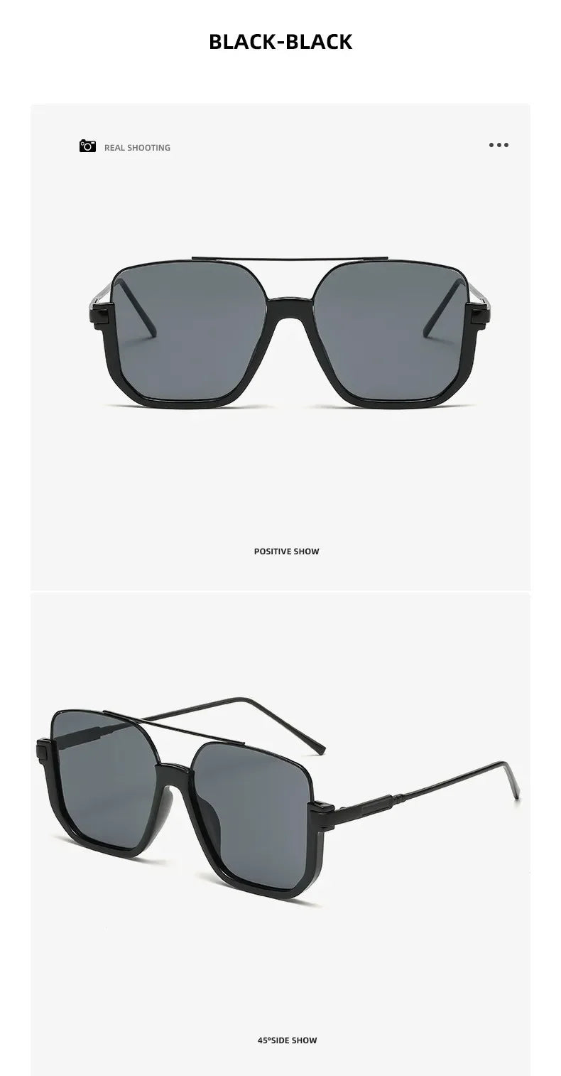 Trendy Polygonal Punk Sunglasses Oversized Goggle Advanced Sense One Piece Large Frame Sun Glasses New Steampunk Eyewear UV400