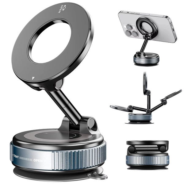 Car Phone Magnetic Stand Mechanical Vacuum Suction Cup Rotate 360° Magnetic Adsorption Bracket Navigation Universal Holder