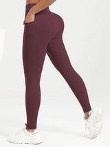 Solid Color Back Waist Pocket High Waist Fitness Yoga Legging soft Women Sport Pant Tight Butter Athletic Gym Ankle-Length Pants