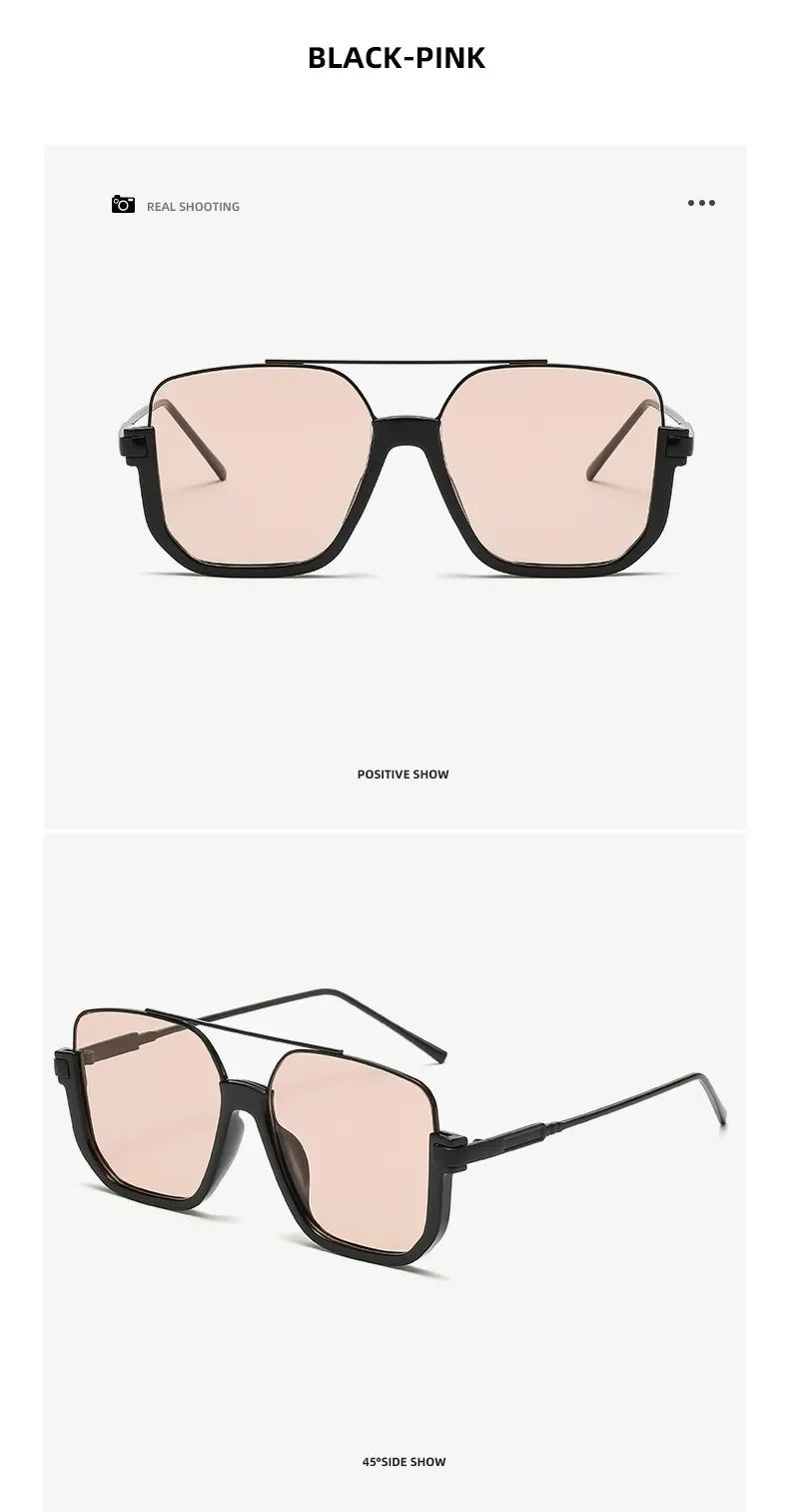 Trendy Polygonal Punk Sunglasses Oversized Goggle Advanced Sense One Piece Large Frame Sun Glasses New Steampunk Eyewear UV400