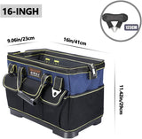 Tool Bag,16 Inch Waterproof Tool Bag Organizer with ABS Molded Hard Base,Soft Padded Handle and Shoulder Strap,Oxford Cloth,Tool Bags for Men & Women