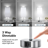 12.8" Touch Control Table Lamp, 3-Way Dimmable Small Bedside Nightstand Lamp with 2 USB Ports, Modern Table Lamps with 6500K Daylight LED Bulb for Bedroom Living Room