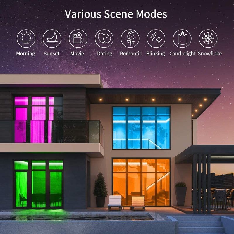 RGBIC LED Strip Lights, 16.4Ft Color Changing LED Lights with App Control, 64 Scene Modes, Music Mode, Light Strip with Black Tape for Bedroom, Kitchen, Living Room, Party, Home Decor