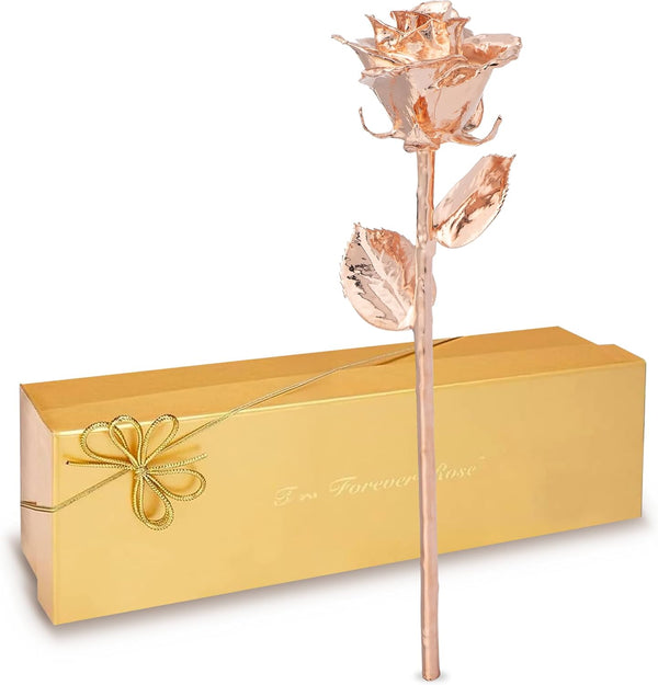 Real Rose Dipped in Rose Gold, Handcrafted Preserved Rose in Luxury Gold Gift Box, Romantic Gift for Her, Elegant Keepsake for Anniversary, Birthday, or Any Special Occasion