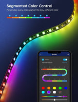 RGBIC LED Strip Lights, 16.4Ft Color Changing LED Lights with App Control, 64 Scene Modes, Music Mode, Light Strip with Black Tape for Bedroom, Kitchen, Living Room, Party, Home Decor