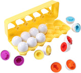 Fun Easter Egg Matching Toy Set (12 Eggs) - Toddler STEM Easter Basket Stuffers, Shape Recognition & Color Sorting Toys, Educational Easter Eggs for Kids, Play Egg Puzzle Set