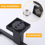 Bathroom Towel Ring SUS 304 Stainless Steel Shower Towel Hanger Holder Modern Square Style Wall Mount Matte Black Finish, A2480-BK