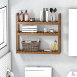 Bathroom Bamboo Shelf Organizer - 3 Tier Storage Shelf with Adjustable Wall Mounted Shelf Rack over Toilet, Use for Bathroom, Kitchen, Living Room (Walnut)