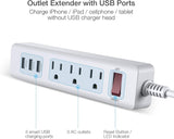 Power Strip 3 Outlets with 3 Fast Charging USB Ports, 5Ft Extension Cord with USB Ports (5V/2.4AX3) for Indoor,1625W/13A (1 PCS)
