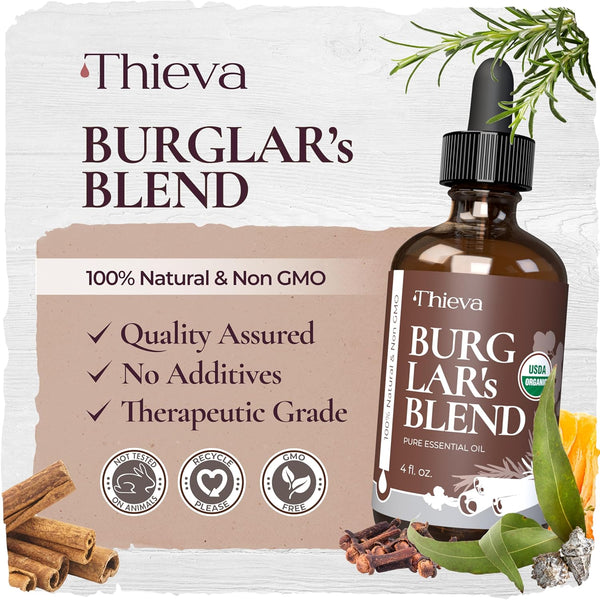 THIEVA Immunity Essential Oil Blend — USDA Certified Therapeutic Grade — (4 Oz | 118 Ml) — Based on the Tale of Four Bandits